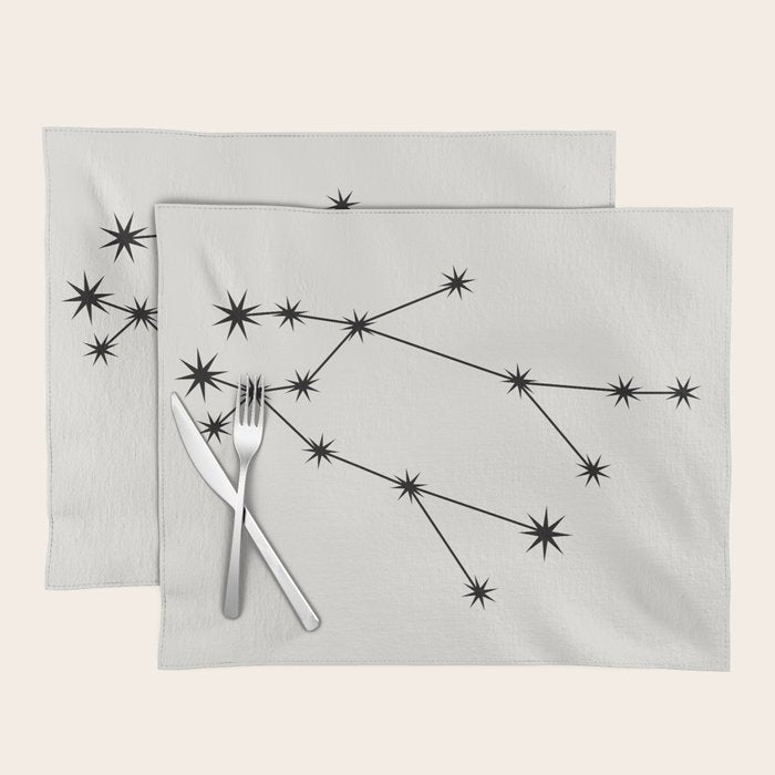 Gemini Zodiac Star Constellation Line Art White Placemat Gallery Image 1