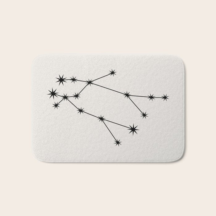 Gemini Zodiac Star Constellation Line Art White Bath Mat Gallery Image 1