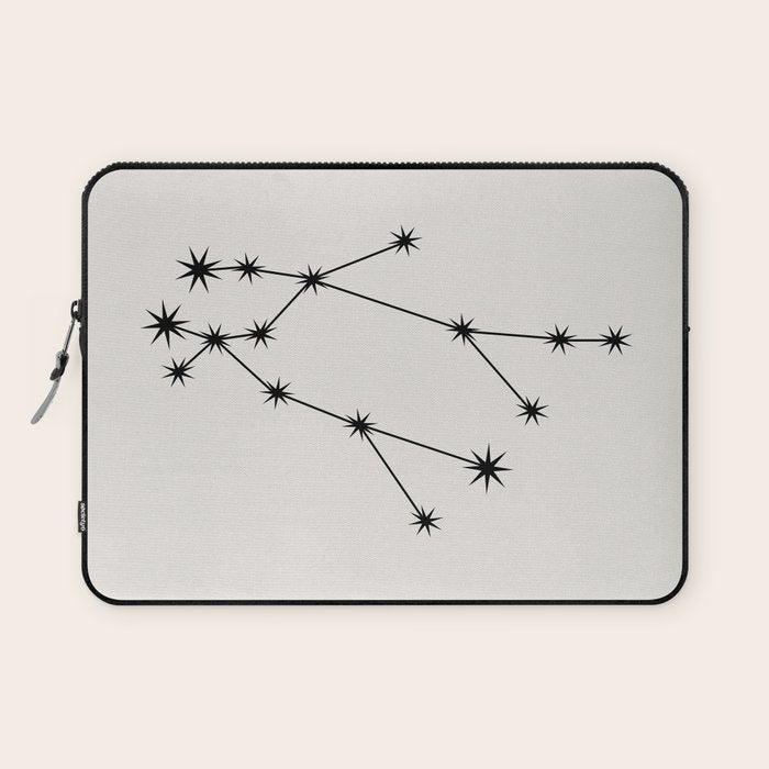 Gemini Zodiac Star Constellation Line Art White Laptop Sleeve Gallery Image 1