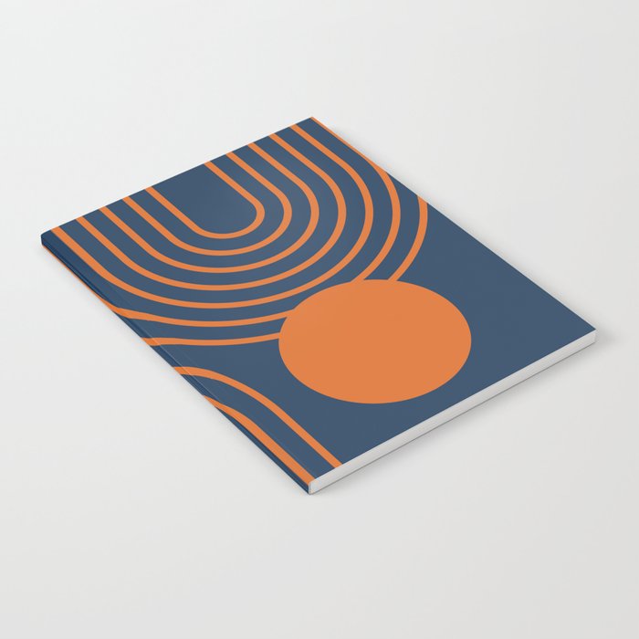 Mid Century Modern Geometric 186 in Navy Blue Orange Notebook Gallery Image 2