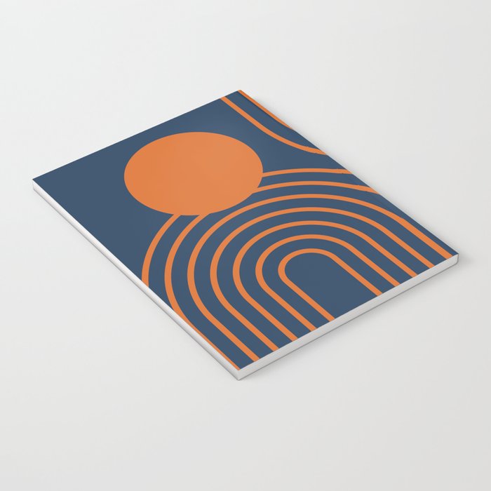 Mid Century Modern Geometric 186 in Navy Blue Orange Notebook Gallery Image 3