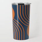 Mid Century Modern Geometric 186 in Navy Blue Orange Travel Mug Gallery Image 1