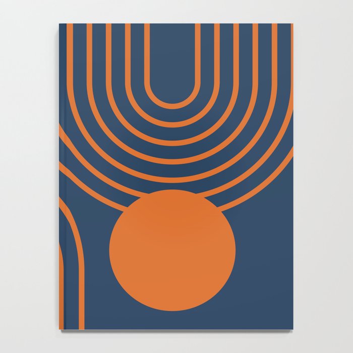 Mid Century Modern Geometric 186 in Navy Blue Orange Notebook Gallery Image 4