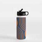 Mid Century Modern Geometric 186 in Navy Blue Orange Water Bottle Gallery Image 1