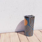 Mid Century Modern Geometric 186 in Navy Blue Orange Travel Mug Gallery Image 4