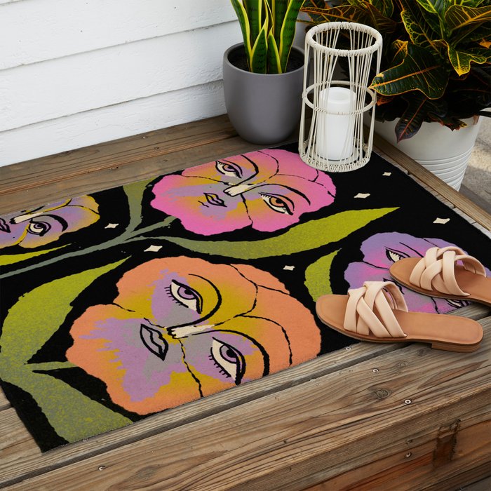 Night Pansy Outdoor Rug Gallery Image 2