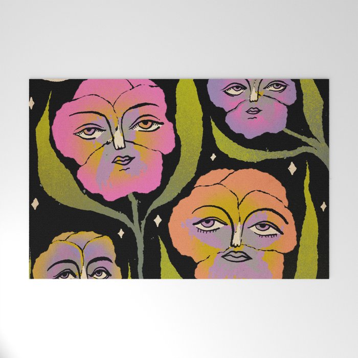 Night Pansy Welcome Mat Gallery Image 1