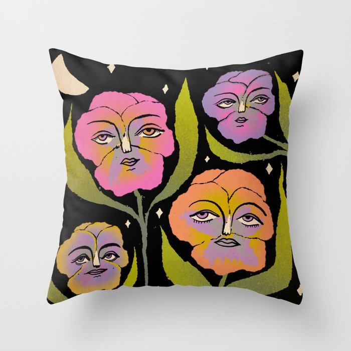 Night Pansy Throw Pillow Gallery Image 1