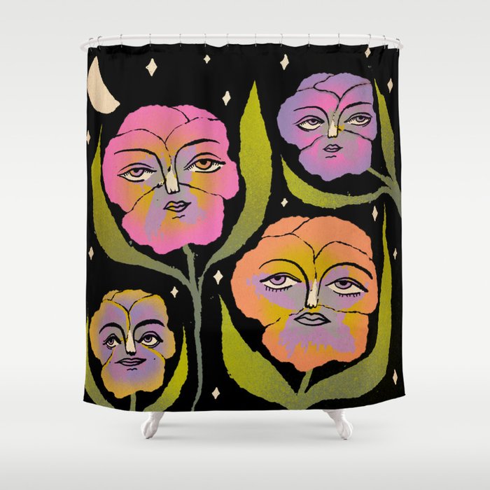 Night Pansy Shower Curtain Gallery Image 1
