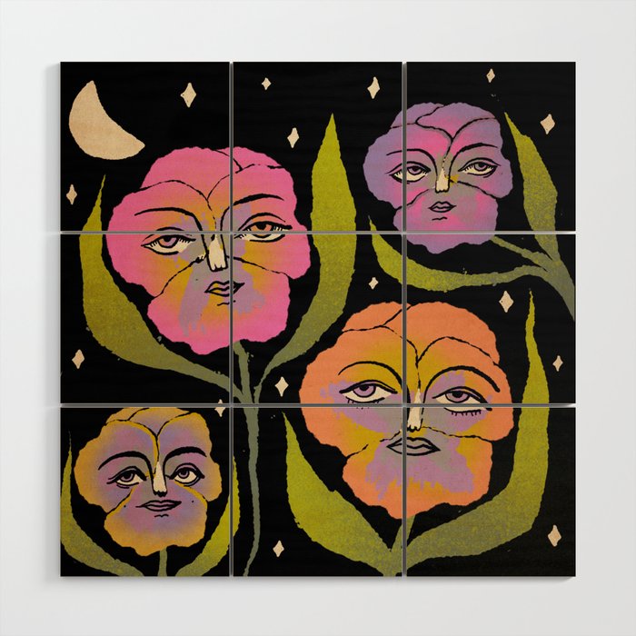 Night Pansy Wood Wall Art Gallery Image 1