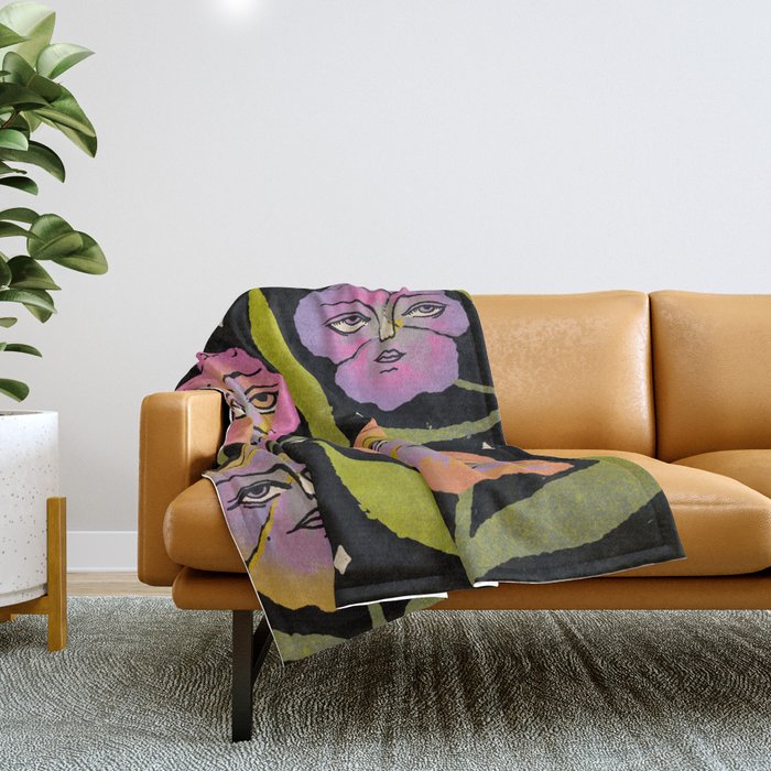Night Pansy Throw Blanket Gallery Image 1