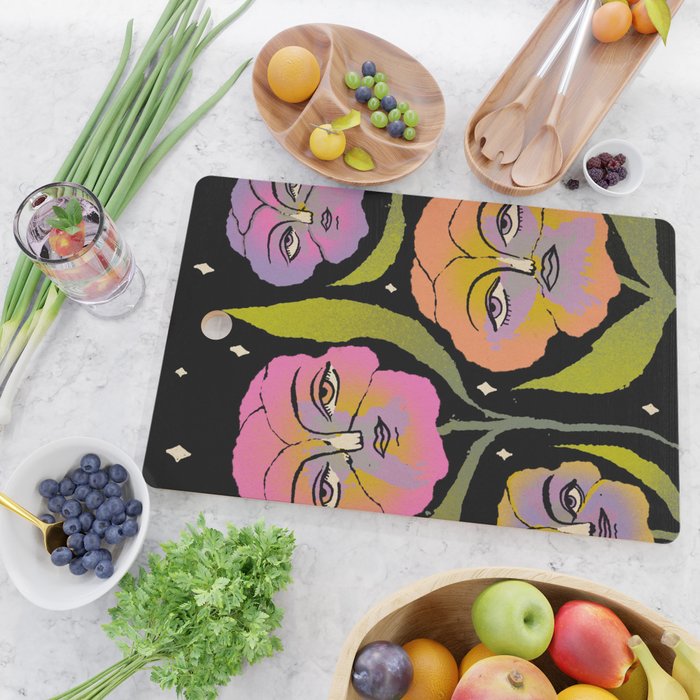 Night Pansy Cutting Board Gallery Image 2