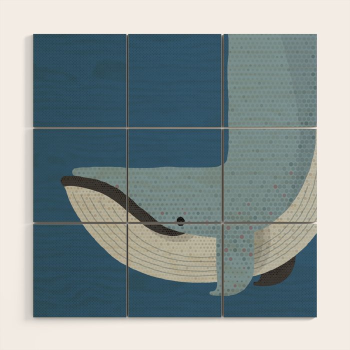 Whimsy Blue Whale Wood Wall Art Gallery Image 1