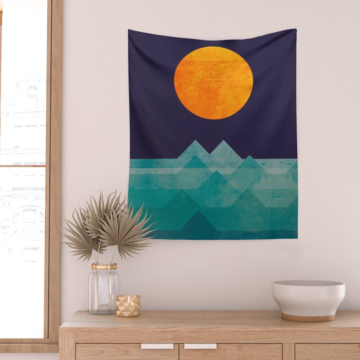 The ocean, the sea, the wave - night scene Wall Tapestry Gallery Image 2