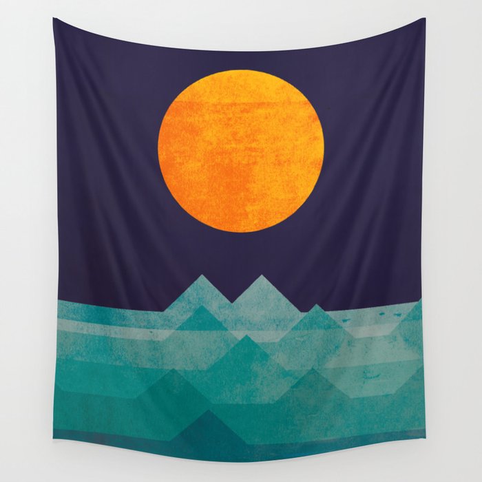 The ocean, the sea, the wave - night scene Wall Tapestry Gallery Image 4