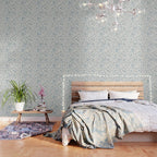 Hand Drawn Jacobean Floral - Teal Beige Wallpaper Gallery Image 3