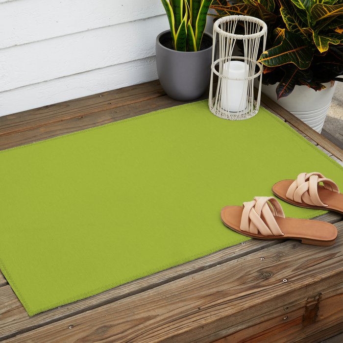 Chartreuse Green Solid Color Outdoor Rug Gallery Image 2