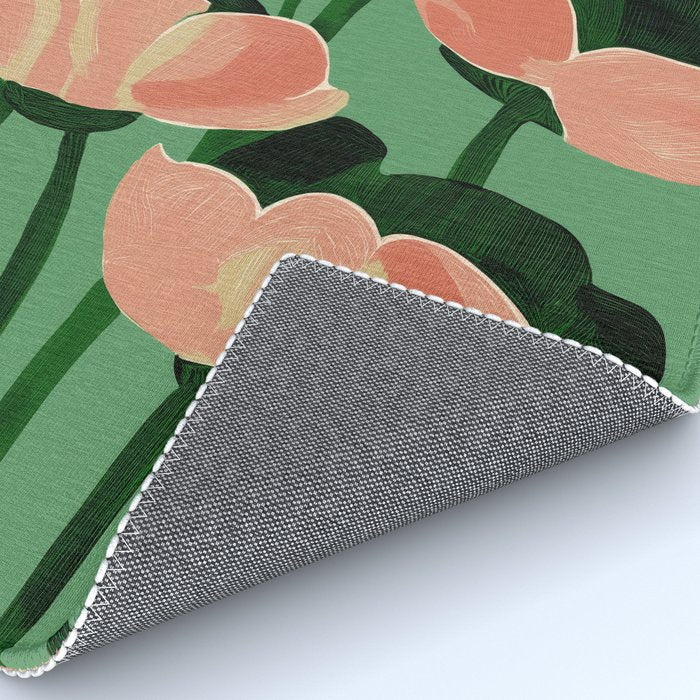 Coral Poppies on Green Rug Gallery Image 4