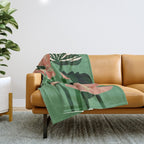 Coral Poppies on Green Throw Blanket Gallery Image 1