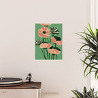 Coral Poppies on Green Poster Gallery Image 2