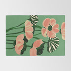 Coral Poppies on Green Rug Gallery Image 2