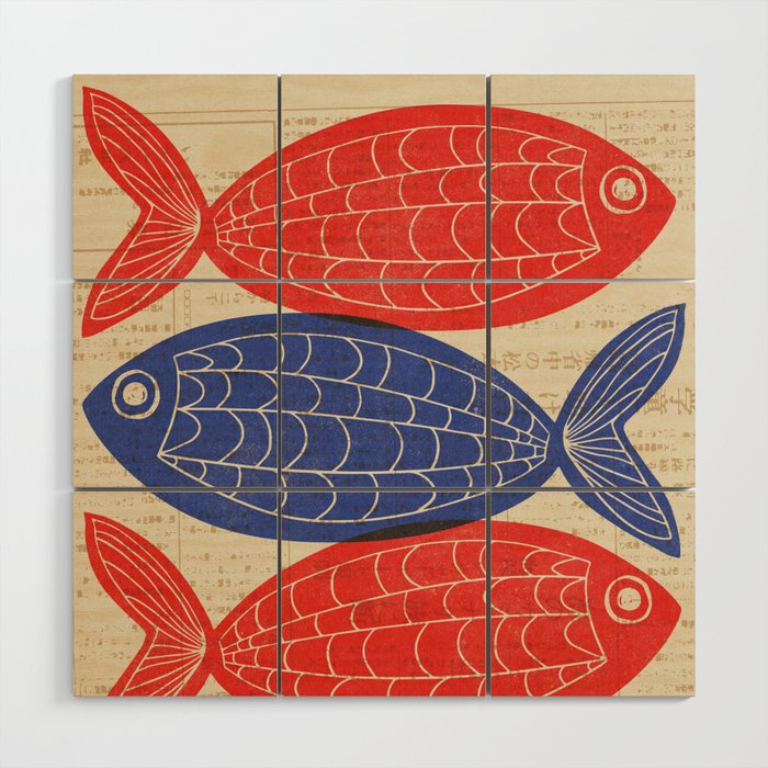 Red Fish, Blue Fish Wood Wall Art Gallery Image 1