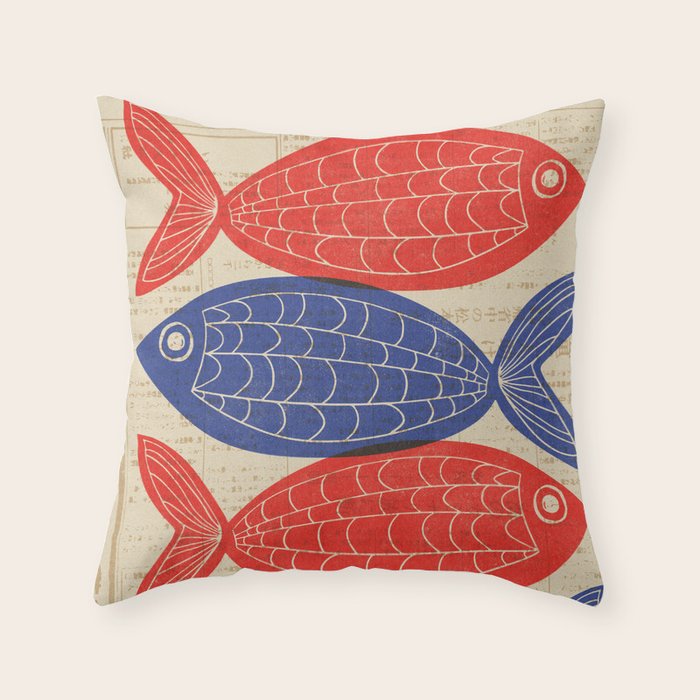 Red Fish, Blue Fish Throw Pillow Gallery Image 1
