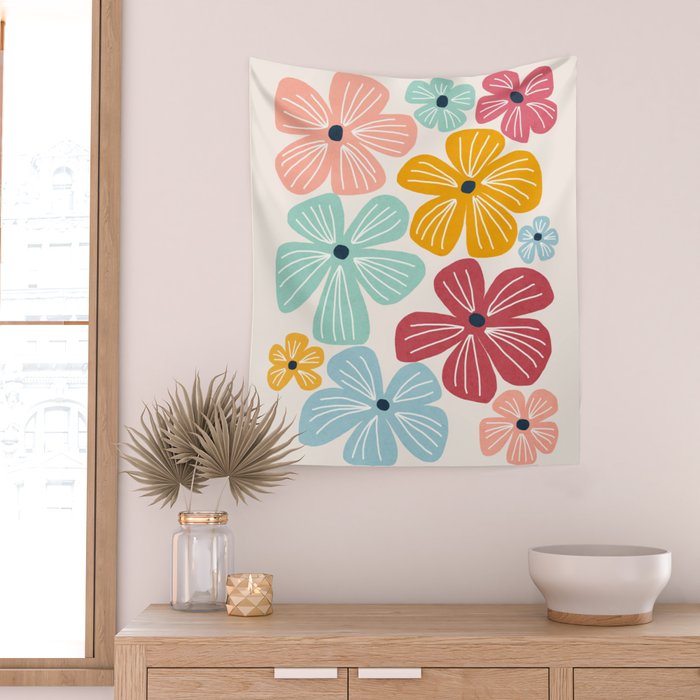 Frangipani flowers - bright Wall Tapestry Gallery Image 2