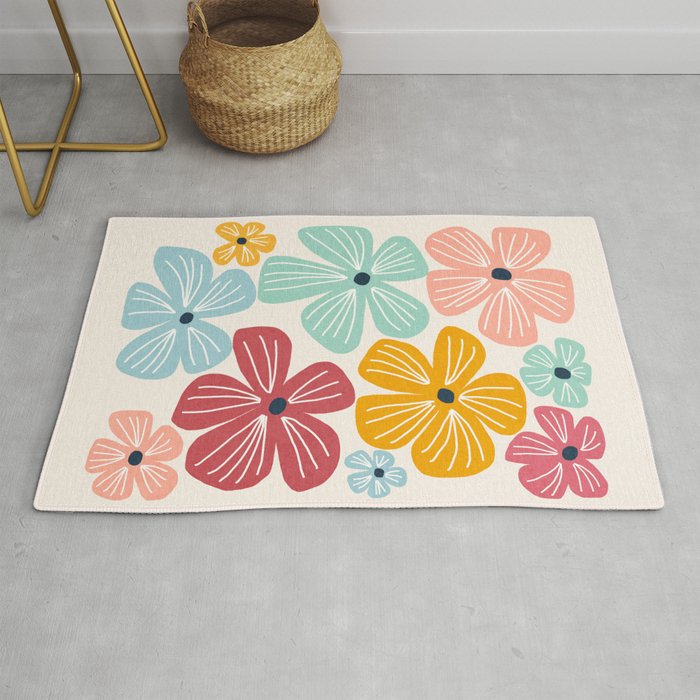Frangipani flowers - bright Rug Gallery Image 1