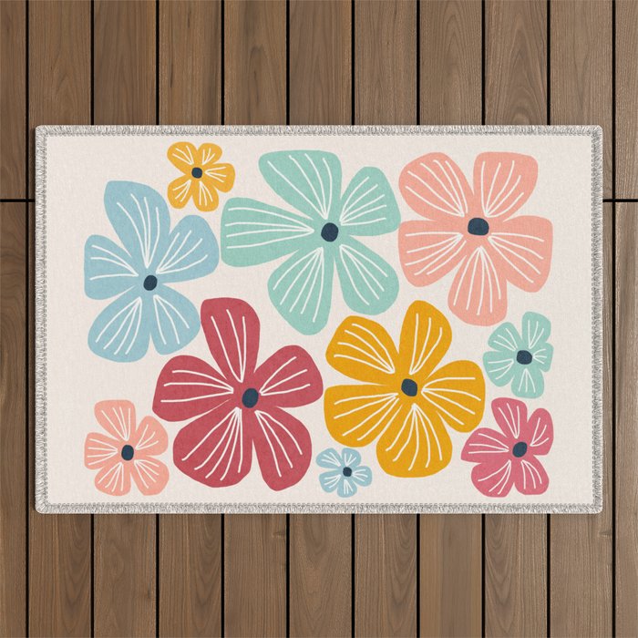 Frangipani flowers - bright Outdoor Rug Gallery Image 1