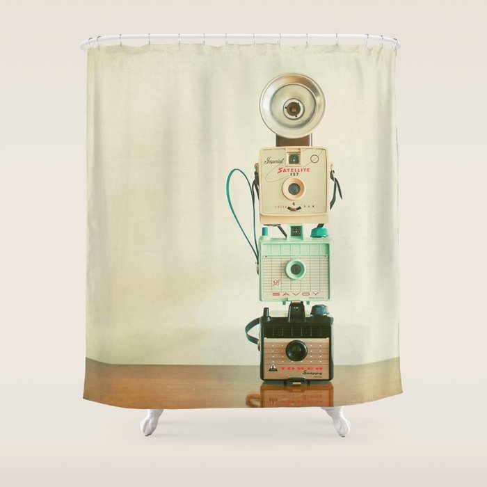 Tower of Cameras Shower Curtain Gallery Image 1