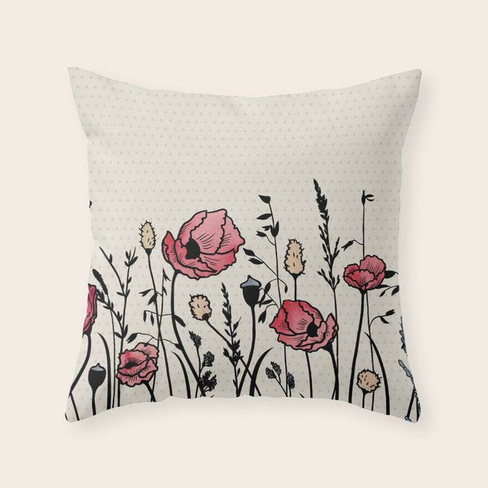 Summer Field (neutral remix) Throw Pillow Gallery Image 6