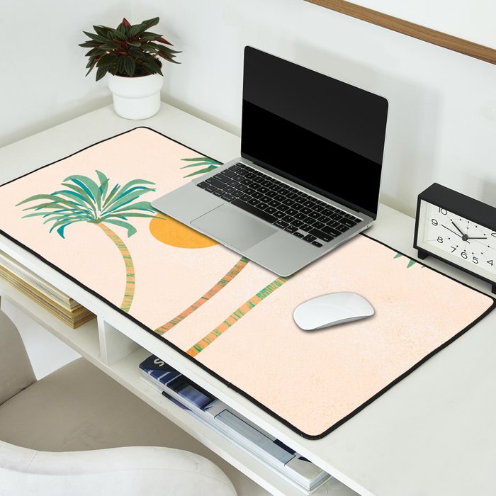 Colorful SoCal Palm Tree Scene Desk Mat Gallery Image 2