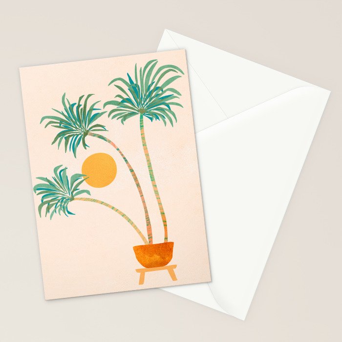 Colorful SoCal Palm Tree Scene Stationery Card Gallery Image 2