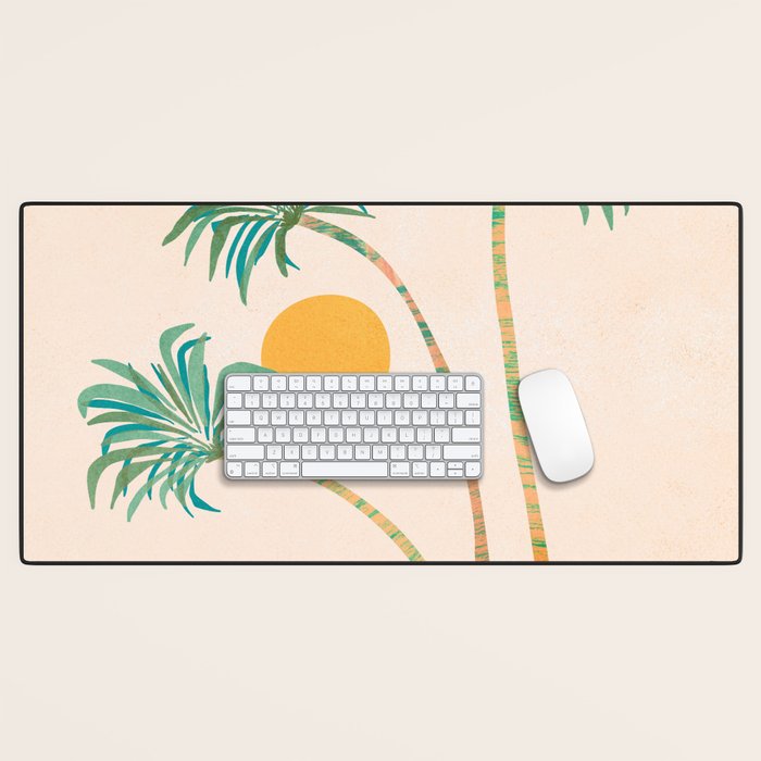 Colorful SoCal Palm Tree Scene Desk Mat Gallery Image 1