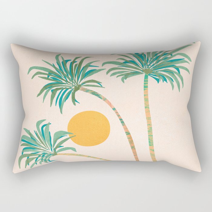 Colorful SoCal Palm Tree Scene Rectangular Pillow Gallery Image 2