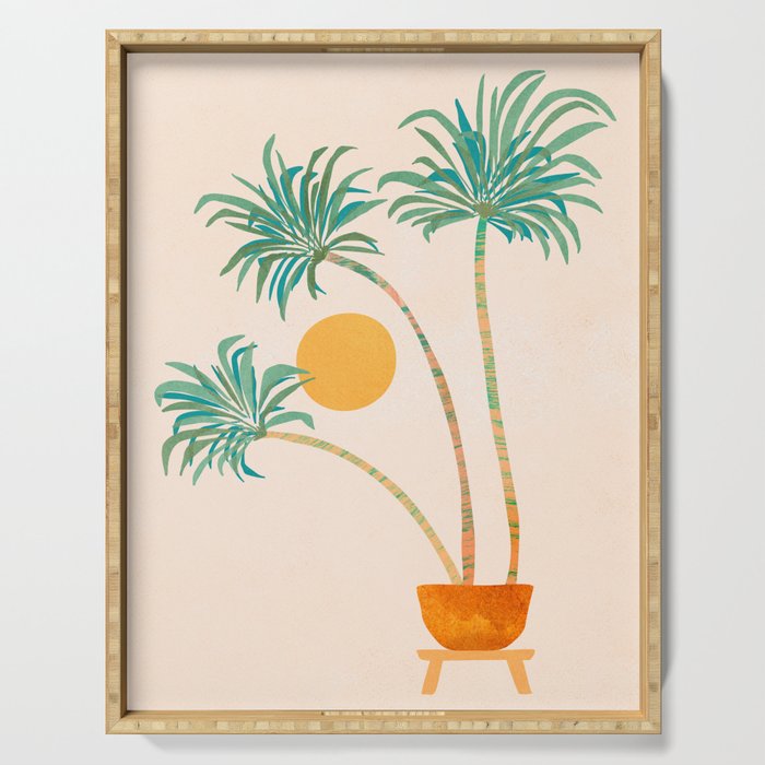 Colorful SoCal Palm Tree Scene Serving Tray Gallery Image 1