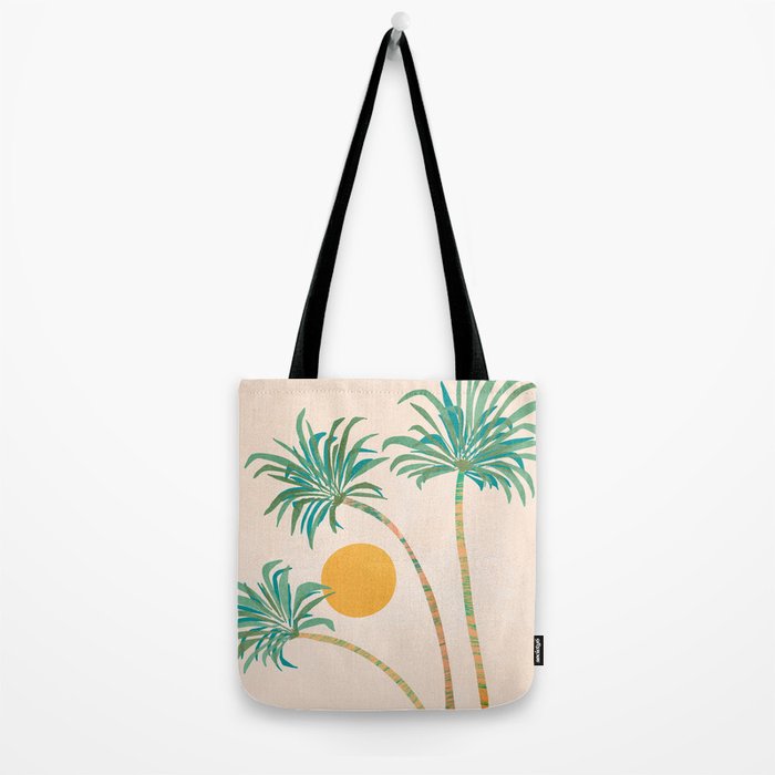 Colorful SoCal Palm Tree Scene Tote Bag Gallery Image 2