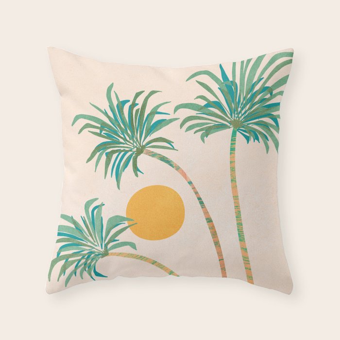 Colorful SoCal Palm Tree Scene Throw Pillow Gallery Image 6