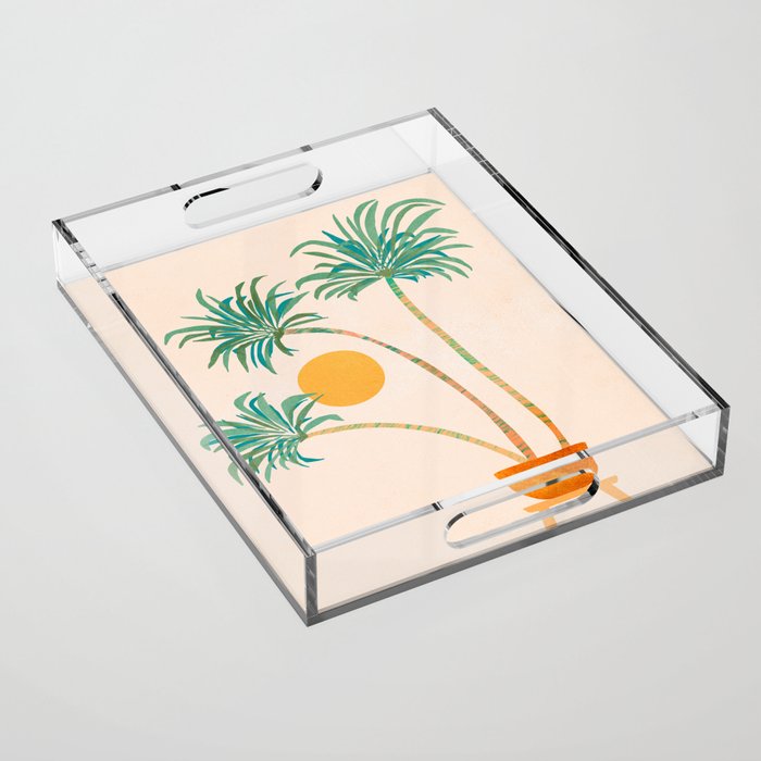 Colorful SoCal Palm Tree Scene Acrylic Tray Gallery Image 1