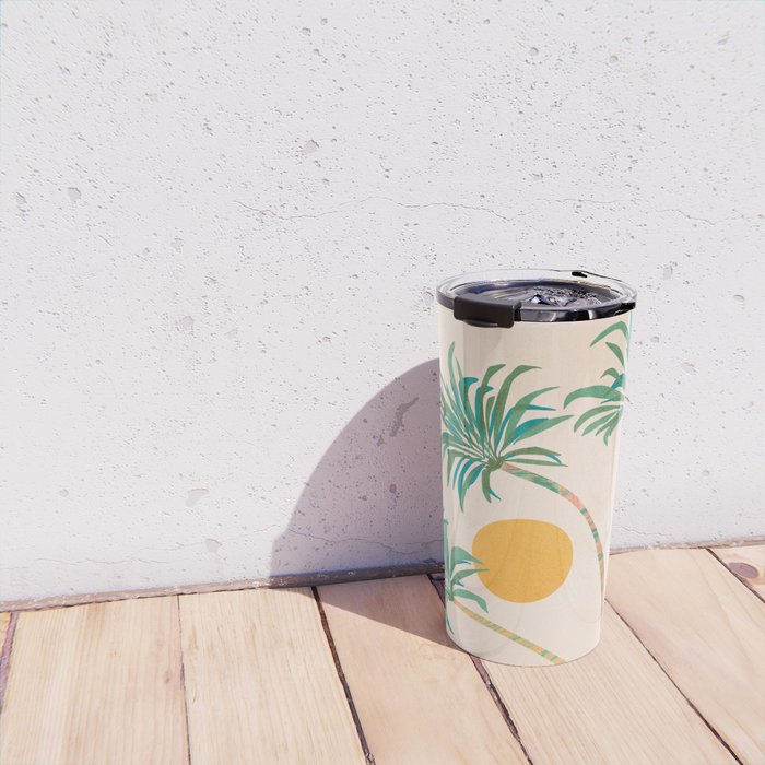 Colorful SoCal Palm Tree Scene Travel Mug Gallery Image 4