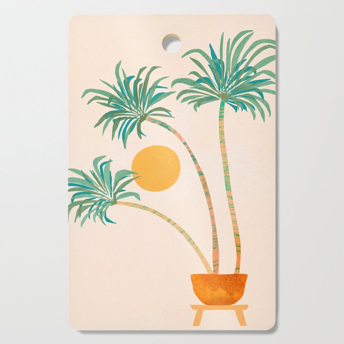 Colorful SoCal Palm Tree Scene Cutting Board Gallery Image 1