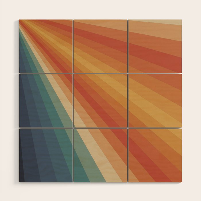 Retro 70s Sunrays Wood Wall Art Gallery Image 1