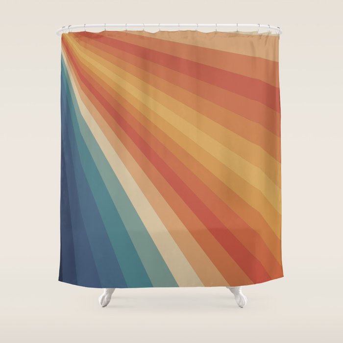 Retro 70s Sunrays Shower Curtain Gallery Image 1