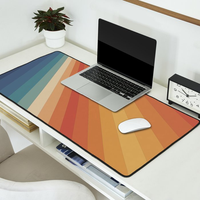 Retro 70s Sunrays Desk Mat Gallery Image 2