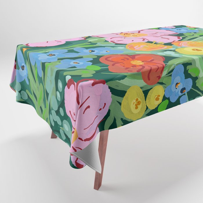 Vibrant Floral Terrarium Illustration Tablecloth Gallery Image 1