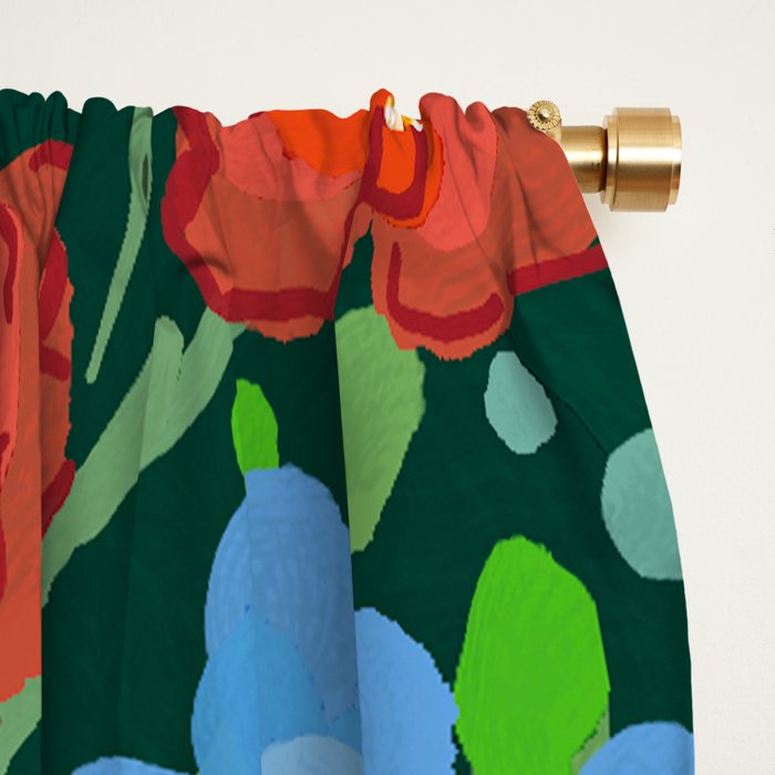 Vibrant Floral Terrarium Illustration Window Curtain Gallery Image 2