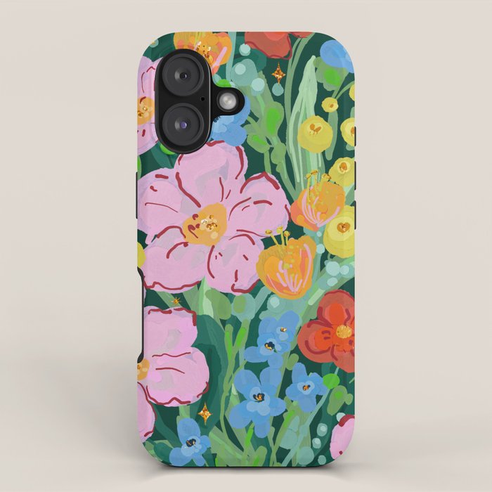 Vibrant Floral Terrarium Illustration iPhone Case Gallery Image 1