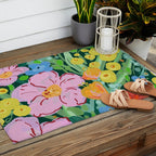 Vibrant Floral Terrarium Illustration Outdoor Rug Gallery Image 2