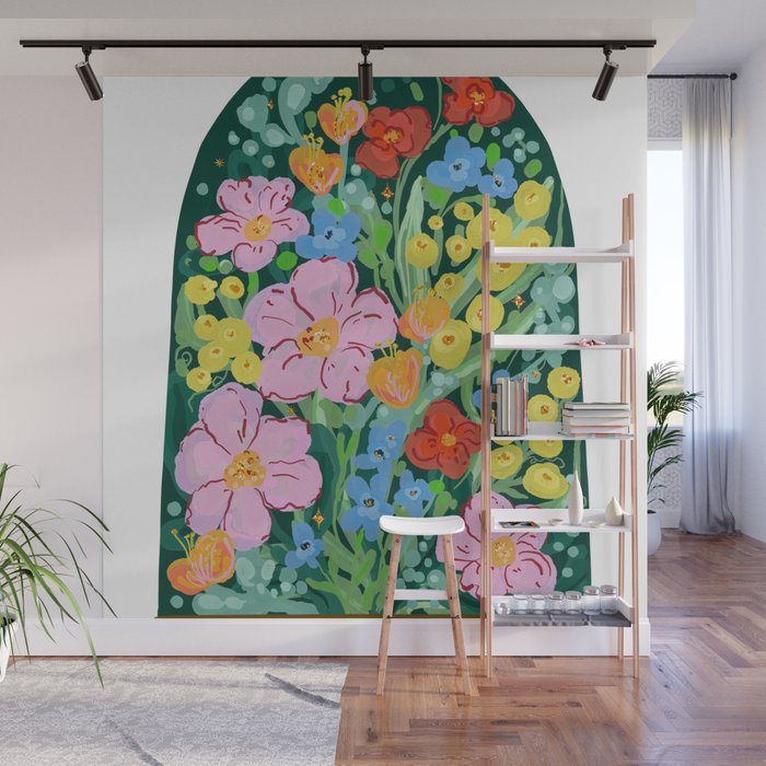 Vibrant Floral Terrarium Illustration Wall Mural Gallery Image 1